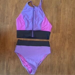 Lole Purple and Pink Women's 2-Piece Swimsuit, Size L